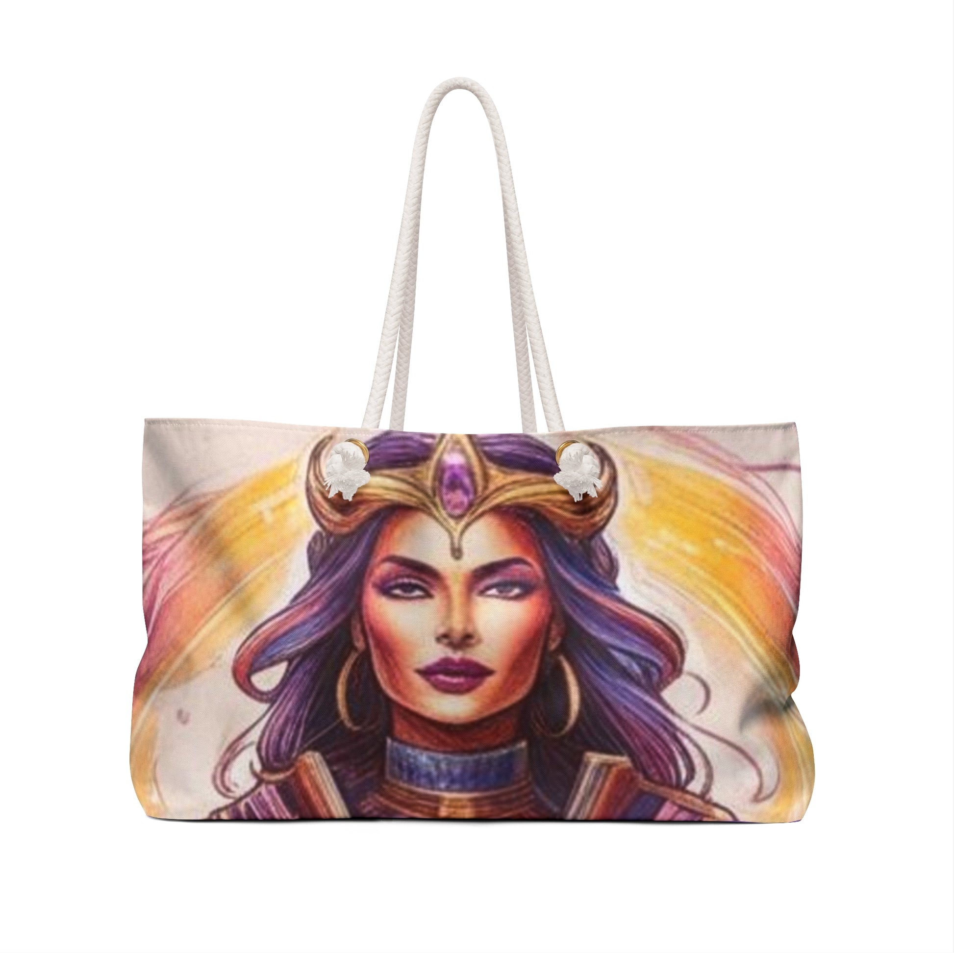 Enchanting Goddess Weekender Bag, Boho Chic Travel Tote, Perfect for Beach Trips, Yoga Retreats, Gifts for Her, Colorful Art Bag