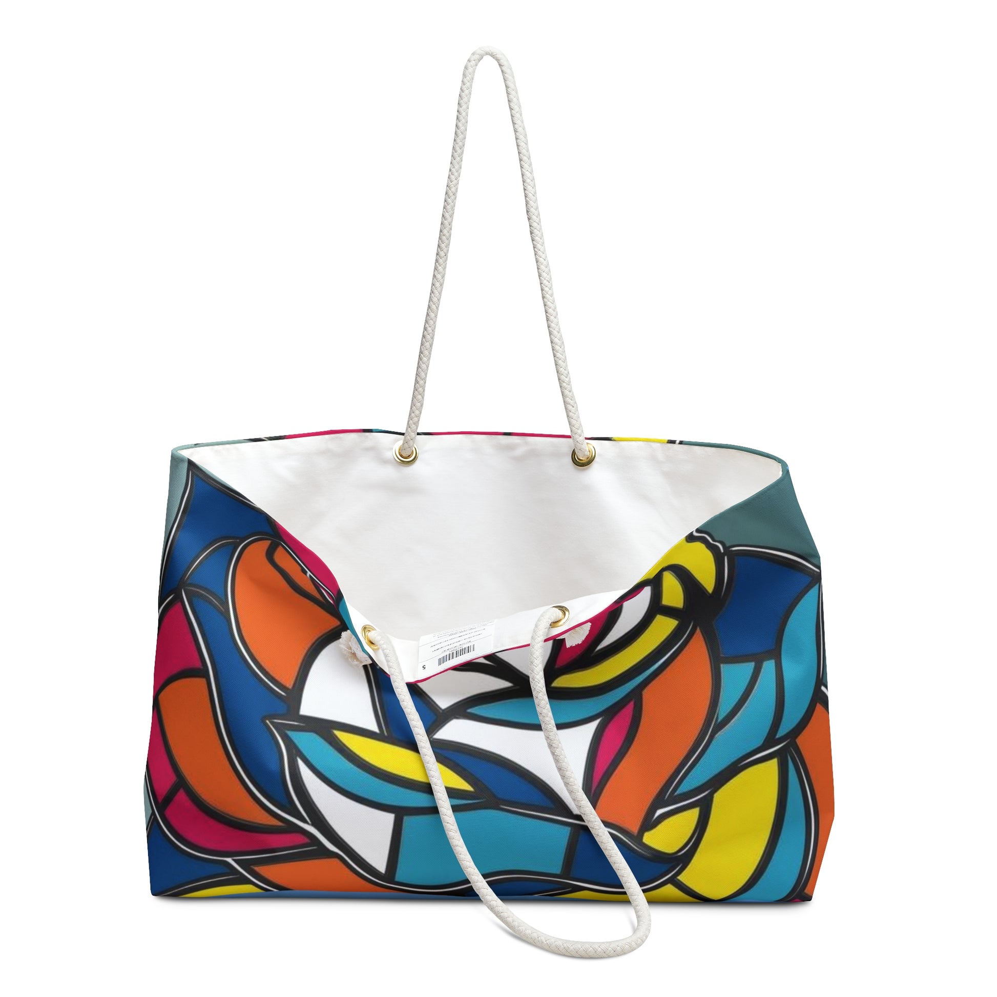 Colorful Rose Weekender Bag | Travel Tote | Floral Beach Bag | Gift for Her | Stylish Gym Bag | Stained Glass Design