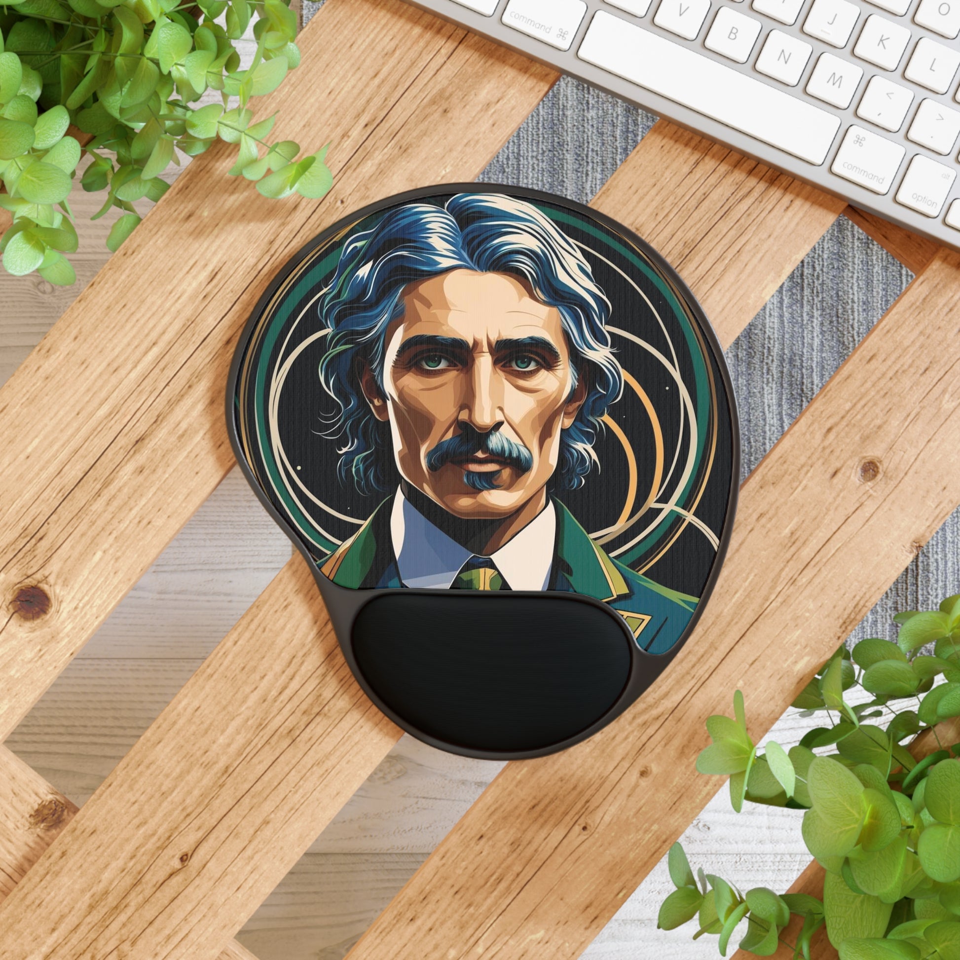 Artistic Mouse Pad with Wrist Rest, Vintage Style Desk Accessory, Gift for Writers, Unique Office Decor, Home Workspace Essentials