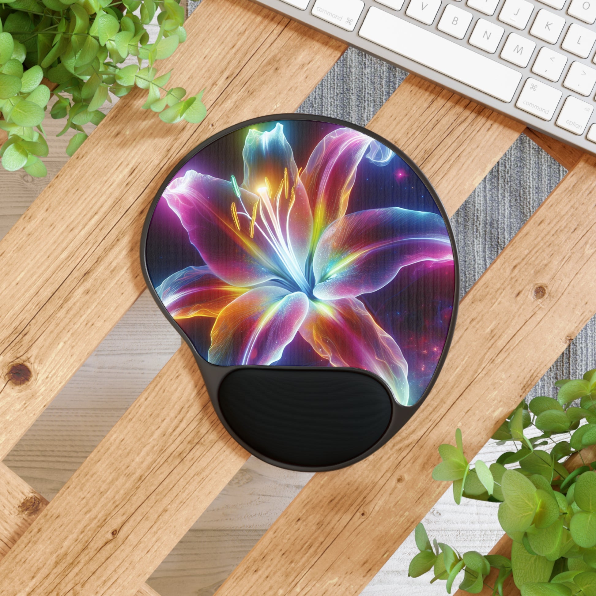 Vibrant Floral Mouse Pad with Wrist Rest | Ergonomic Desk Accessory, Gamer Gift, Computer Supplies, Home Office Decor, Stylish Work Station