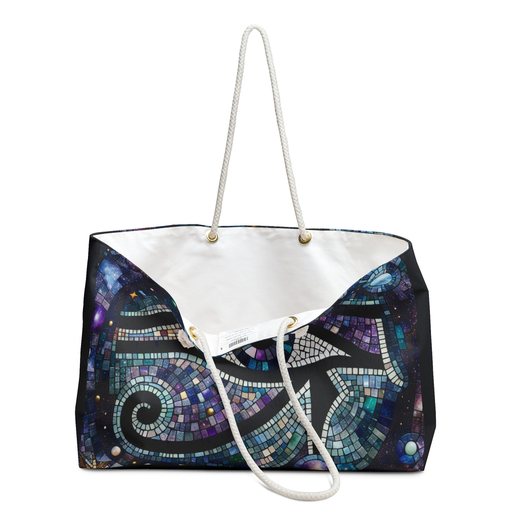 Mosaic Eye Weekender Bag, Boho Travel Tote, Beach Bag, Yoga Weekend Bag, Spiritual Gifts, Weekend Getaway Essentials, Carryall Carry-On Tote