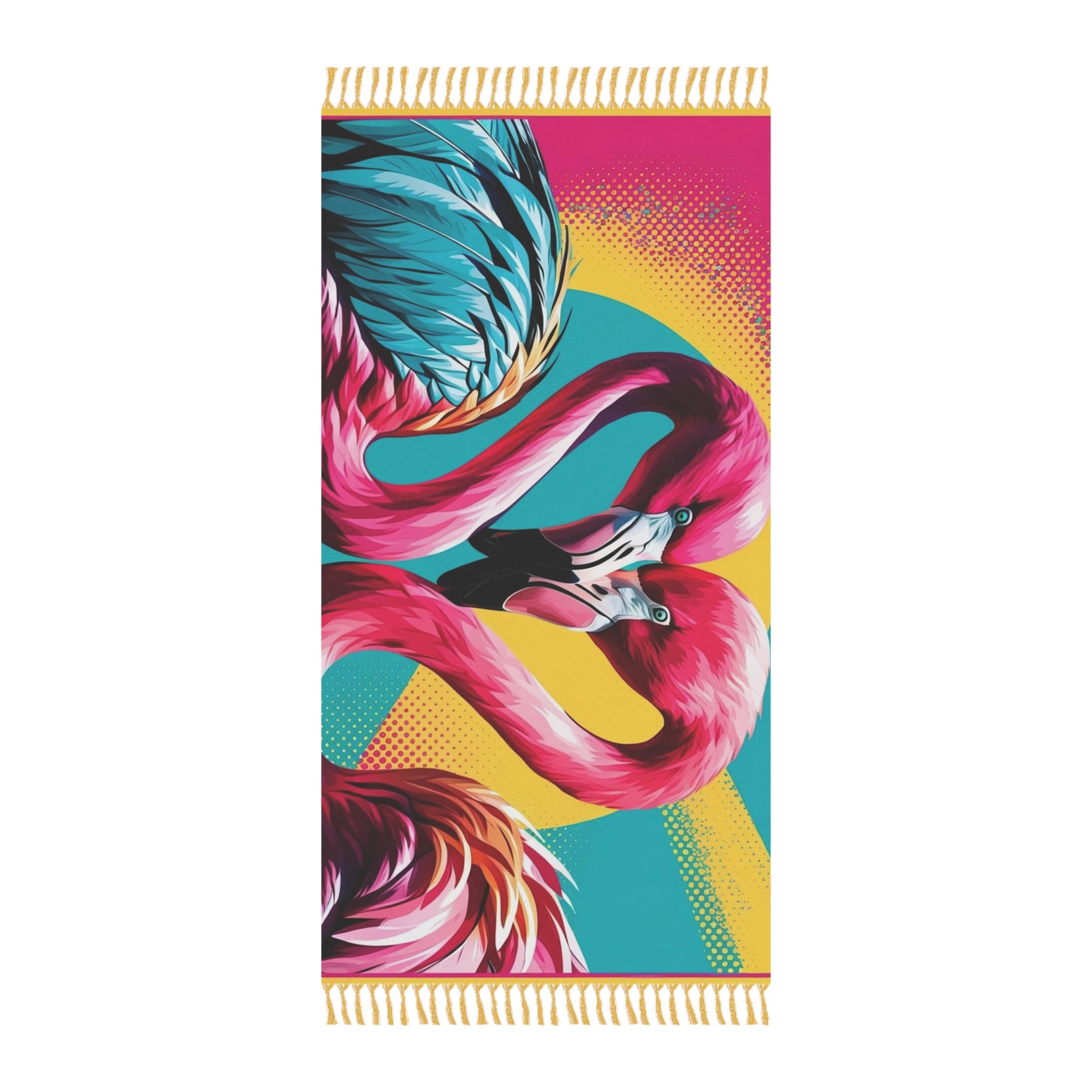Colorful Boho Beach Towel, Vibrant Flamingo Print, Perfect for Summer, Pool Days, Beach Trips, Home Decor