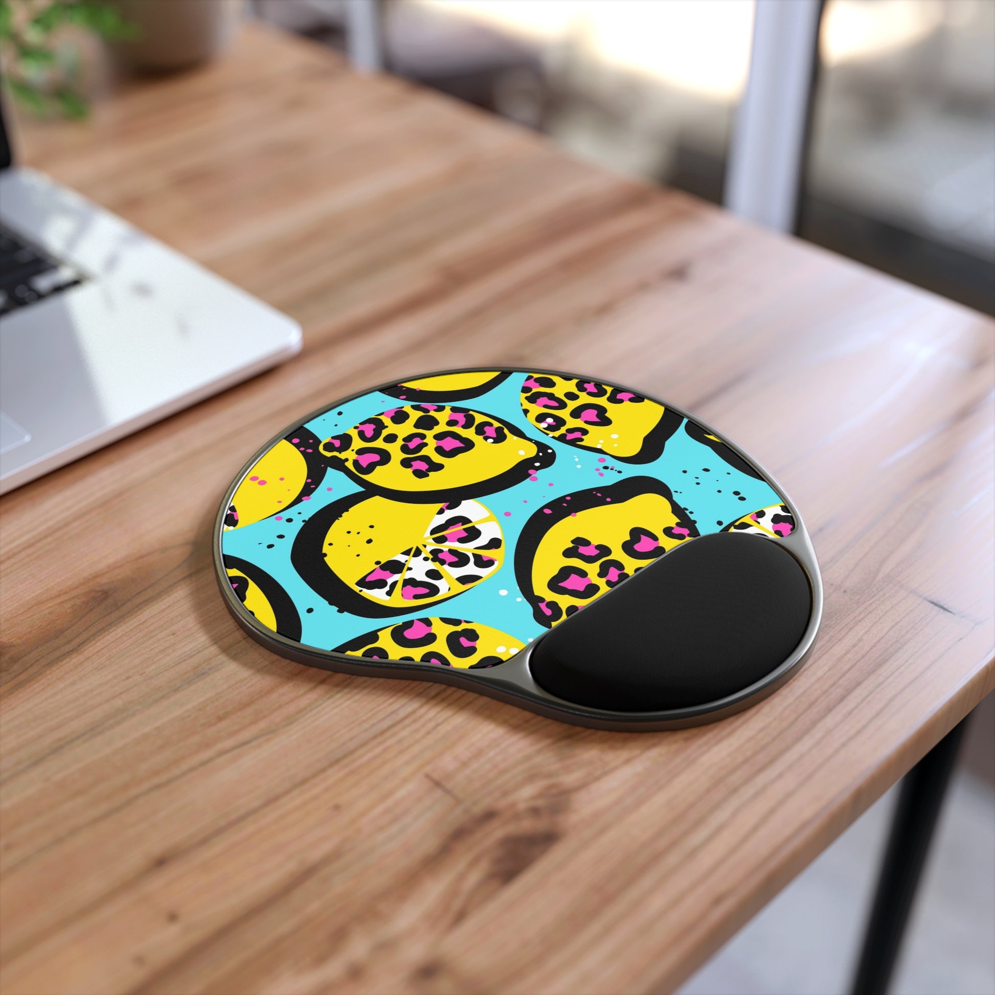 Vibrant Leopard Lemon Mouse Pad with Wrist Rest, Colorful Desk Accessory, Fun Office Gift, Gamer Mouse Mat, Bright Decor for Home Office