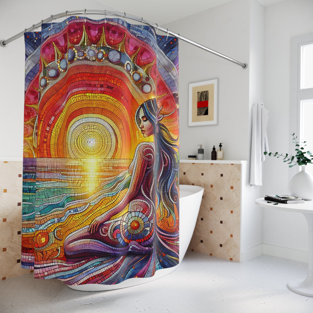 Divine Feminine Bohemian Sunset Shower Curtain - Vibrant Home Décor, Relaxing Bathroom Accessory, Yoga Inspired Gift, Spiritual Aesthetic