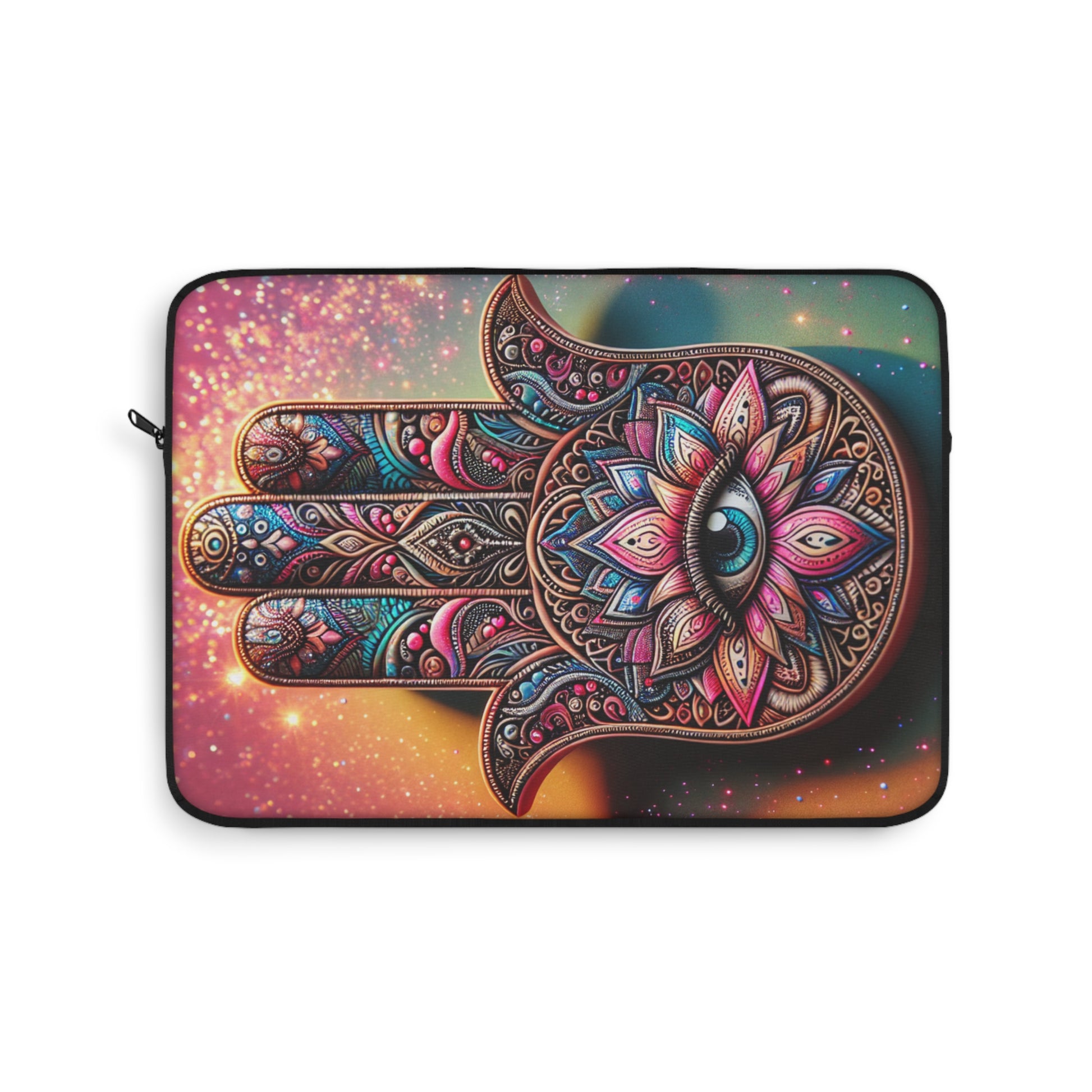 Boho Chic Laptop Sleeve with Hamsa hand Design, Laptop Case, Tech Organizer, Gift for Students, Office Decor, Stylish Protection