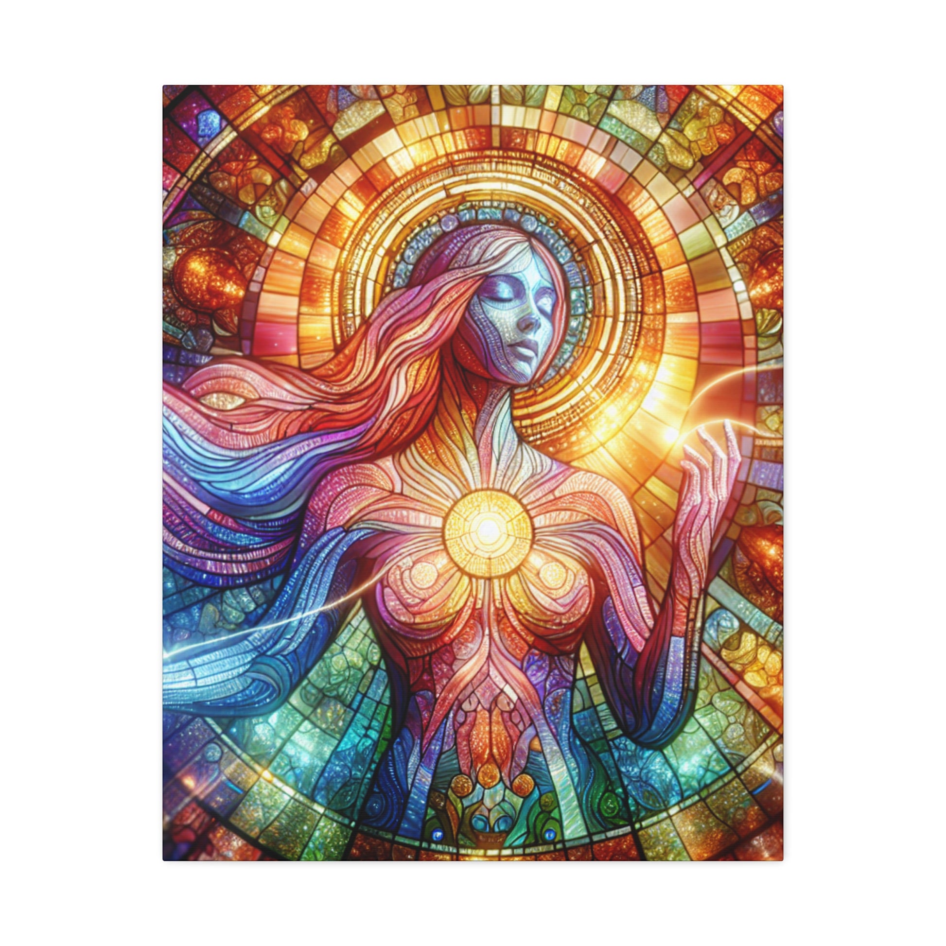 Ethereal Goddess Stretched Canvas Art, Spiritual Home Decor, Colorful Wall Art, Gifts for New Age Lovers, Bohemian Aesthetic