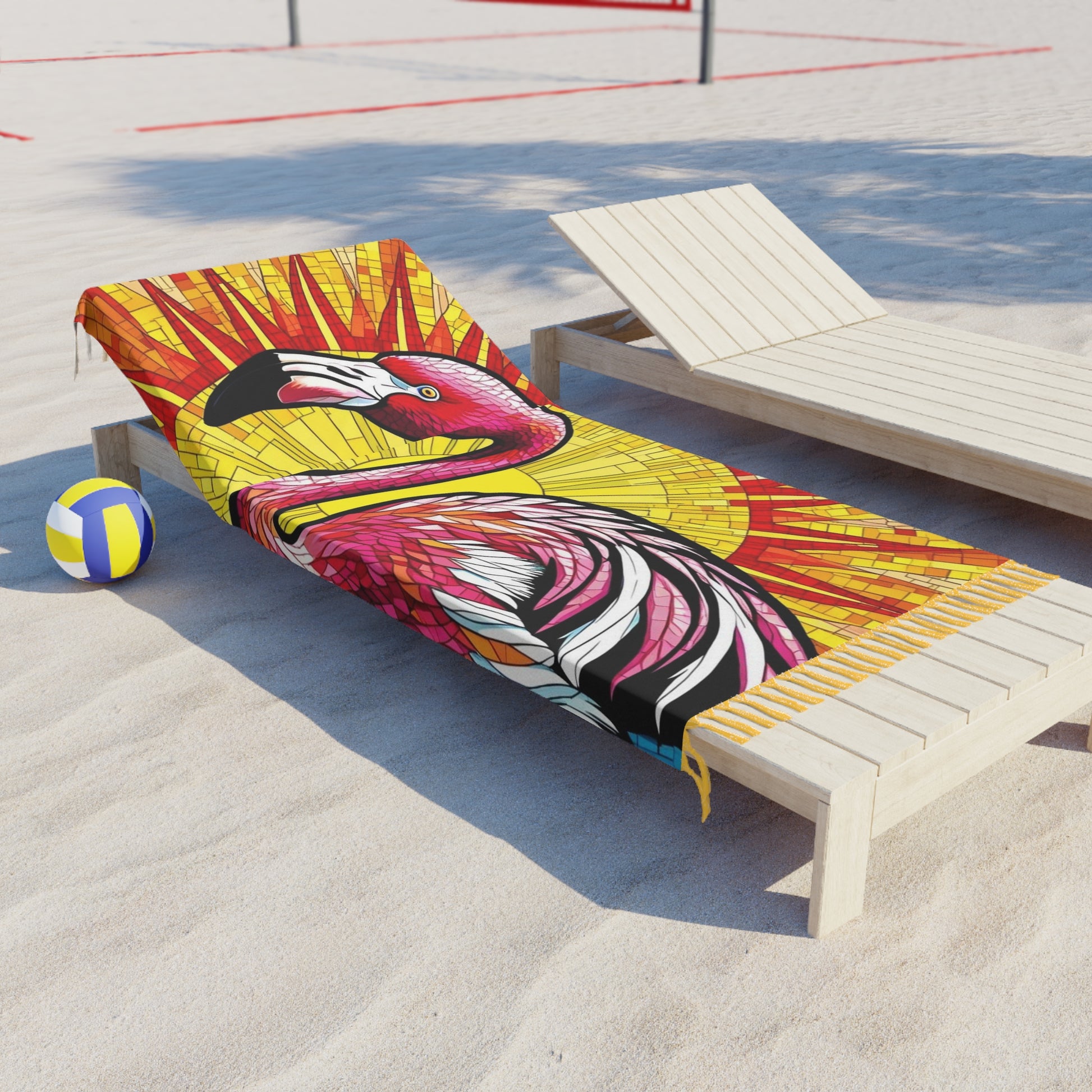 Colorful Boho Beach Towel, Vibrant Flamingo Design for Summer, Beach, Pool, Vacation, Gifts, Bath