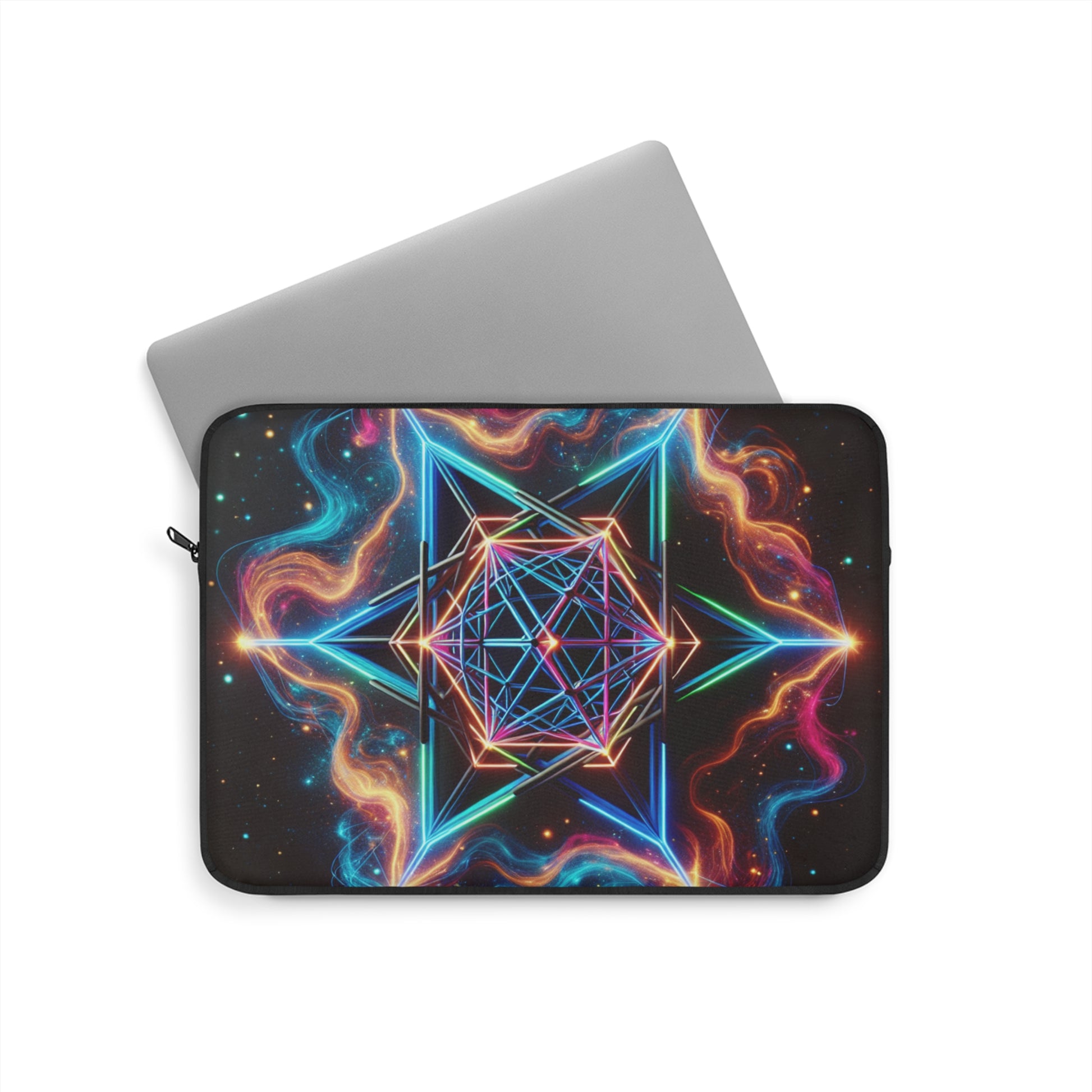 Cosmic Geometry Laptop Sleeve | Trendy Computer Case, Neon Art Design, Perfect Gift for Tech Lovers, School, Travel