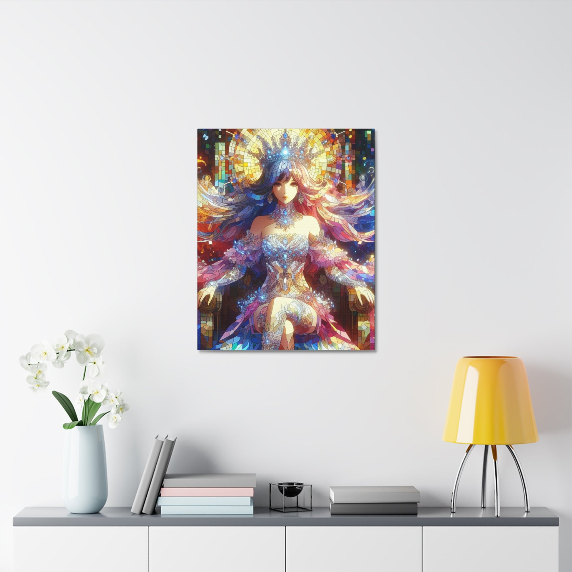Stunning Stretched Canvas Art - Colorful Fantasy Wall Decor, Unique Home Decoration, Gift for Art Lovers, Vibrant Mosaic Anime Artwork