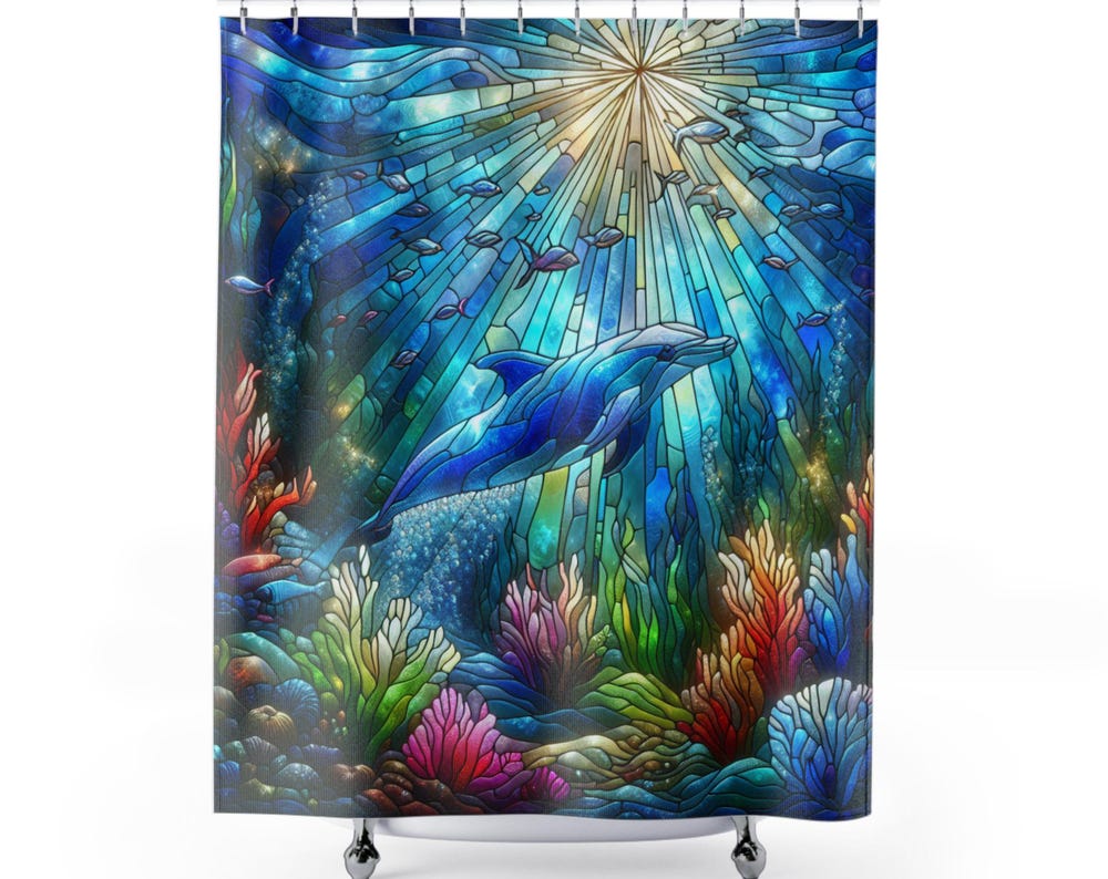 Vibrant Dolphin Shower Curtain