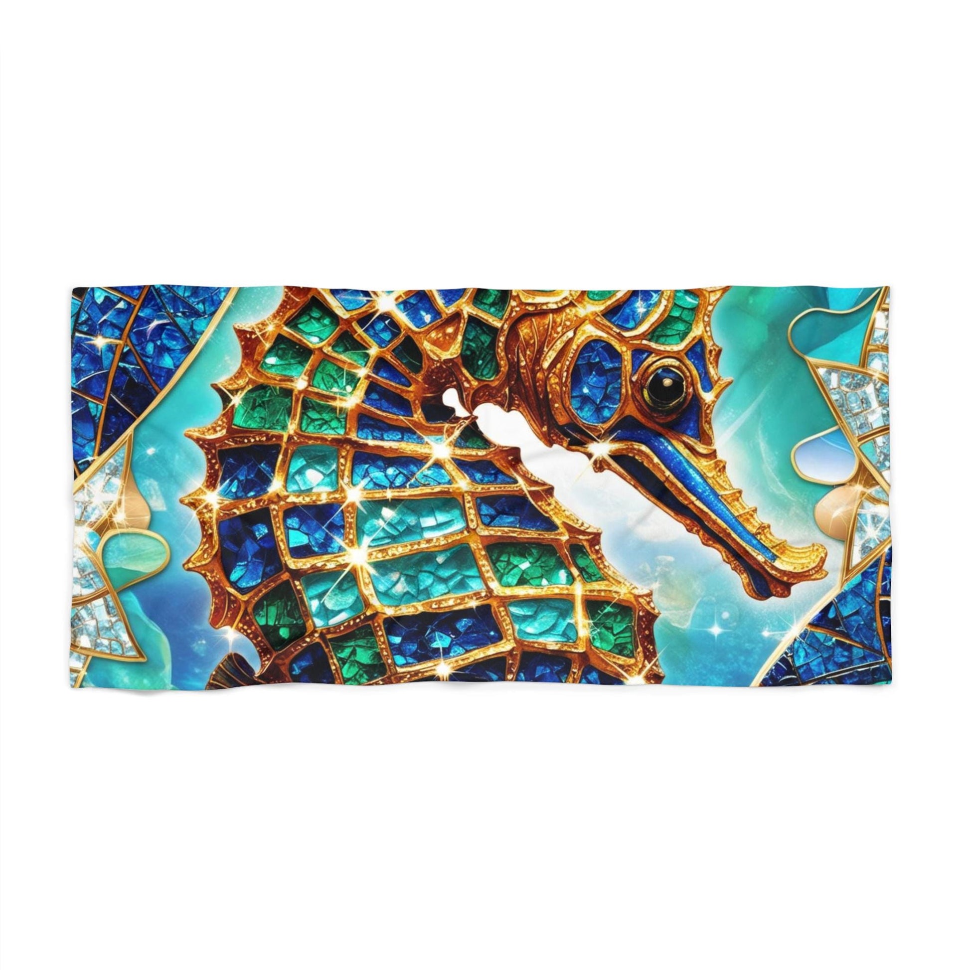 Colorful Seahorse Beach Towel, Summertime Fun, Poolside Accessory, Nautical Gift, Ocean-Inspired Decor, Tropical Vibe