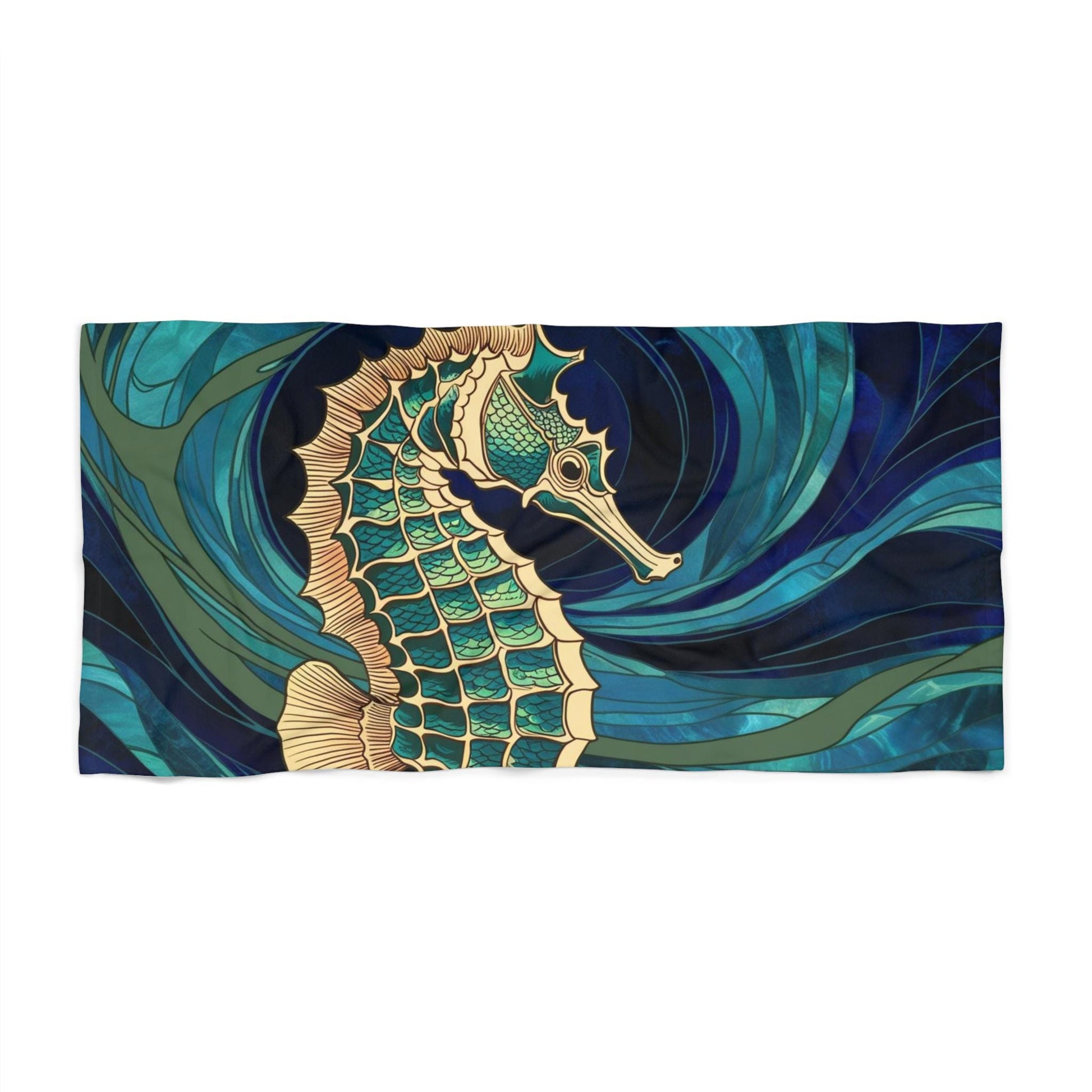 Ocean-Inspired Seahorse Beach Towel | Perfect for Summer, Pool Days, Beach Trips, Gifts for Ocean Lovers, Outdoor Relaxation