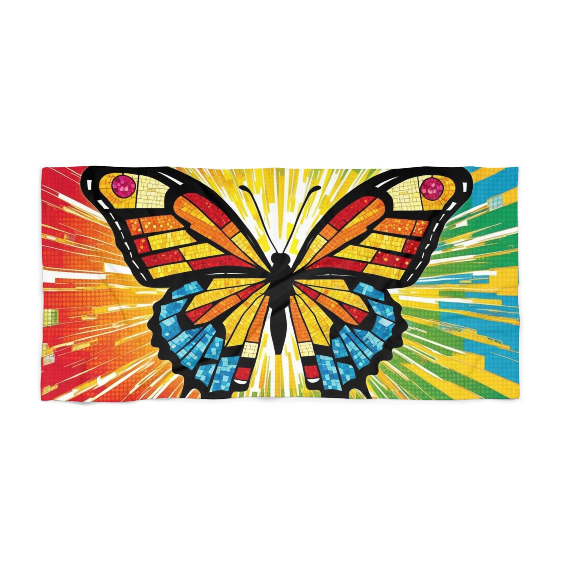 Vibrant Butterfly Beach Towel, Colorful Towel for Summer, Pool Party Accessory, Travel Essential, Summer Gift Idea