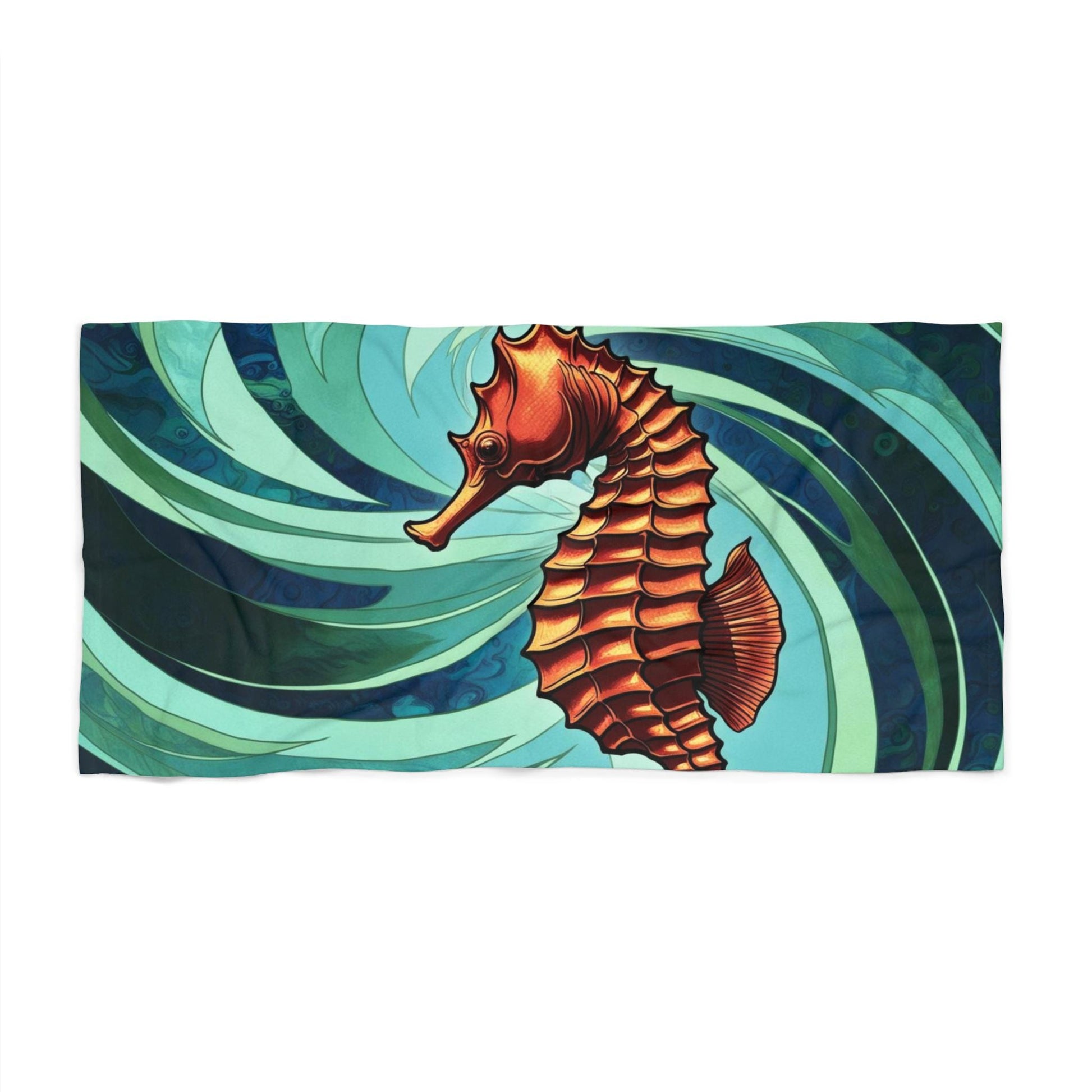 Seahorse Beach Towel, Vibrant Summer Accessory, Coastal Decor, Gift for Beach Lovers, Poolside Essential, Nautical Themed Towel