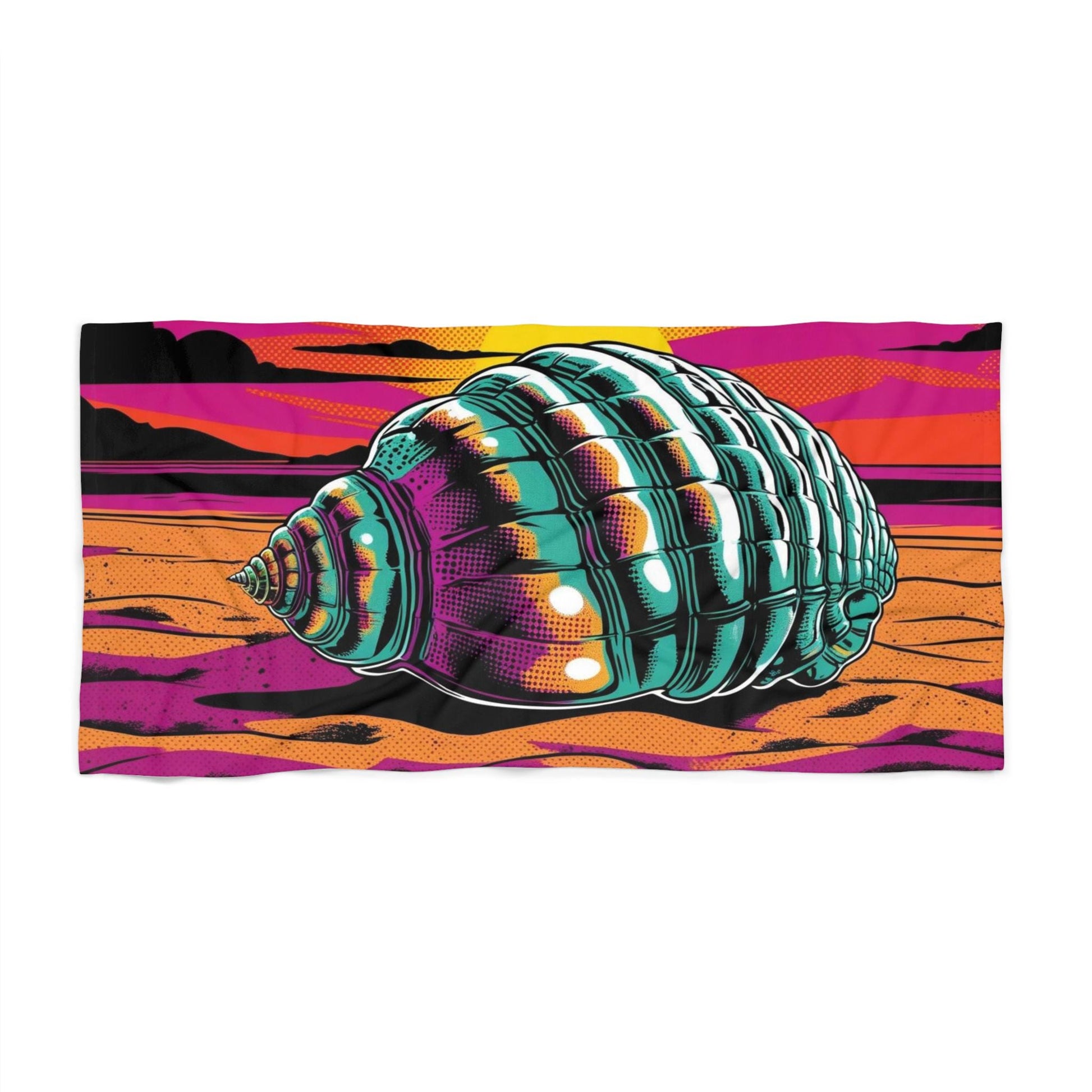 Vibrant Beach Towel with Shell Design - Perfect for Summer Days, Beach Trips, Pool Party Decor, Vacation Essentials, Coastal Home