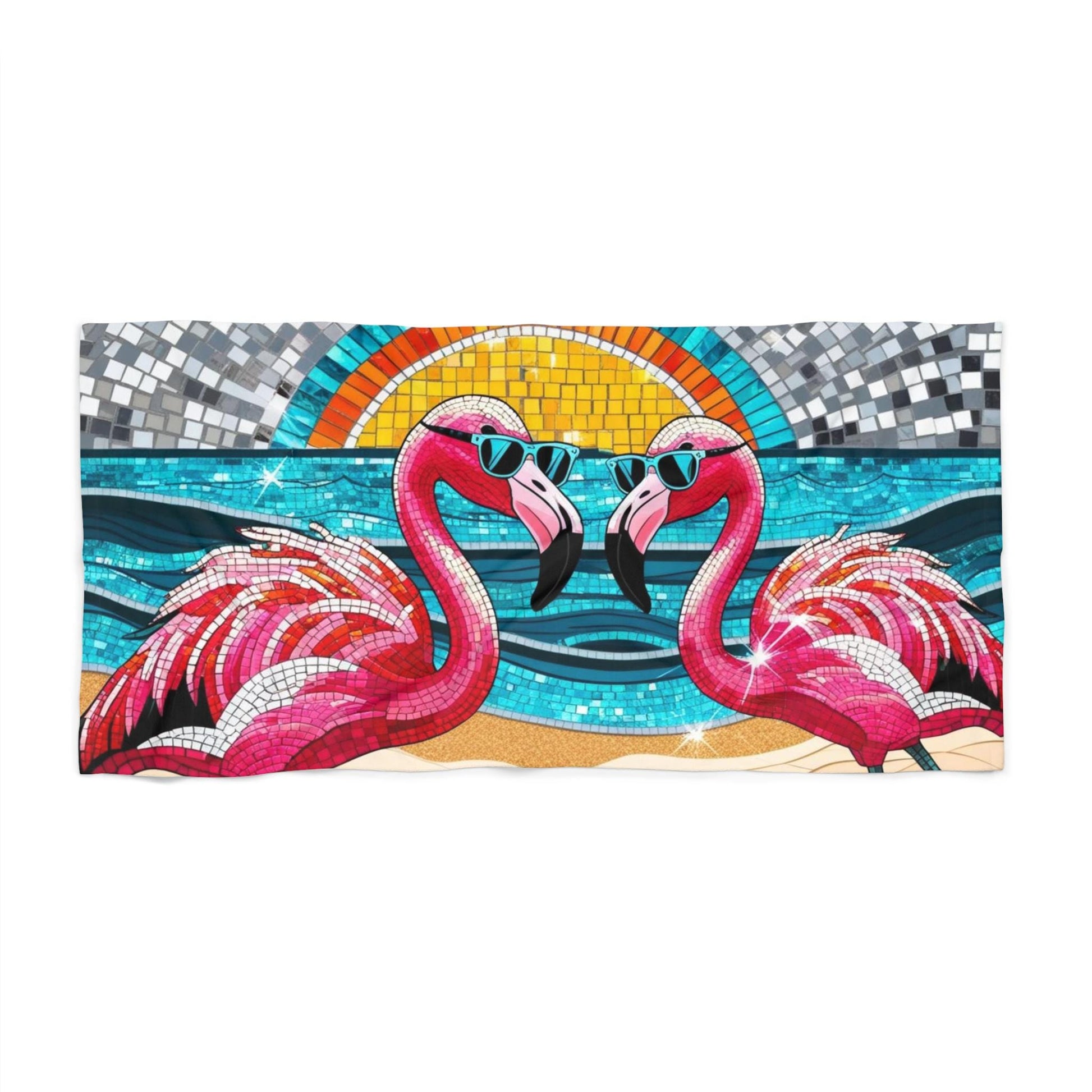Tropical Flamingo Beach Towel, Colorful Summer Pool Towel, Vacation Accessories, Travel Towel, Perfect for Beach Days