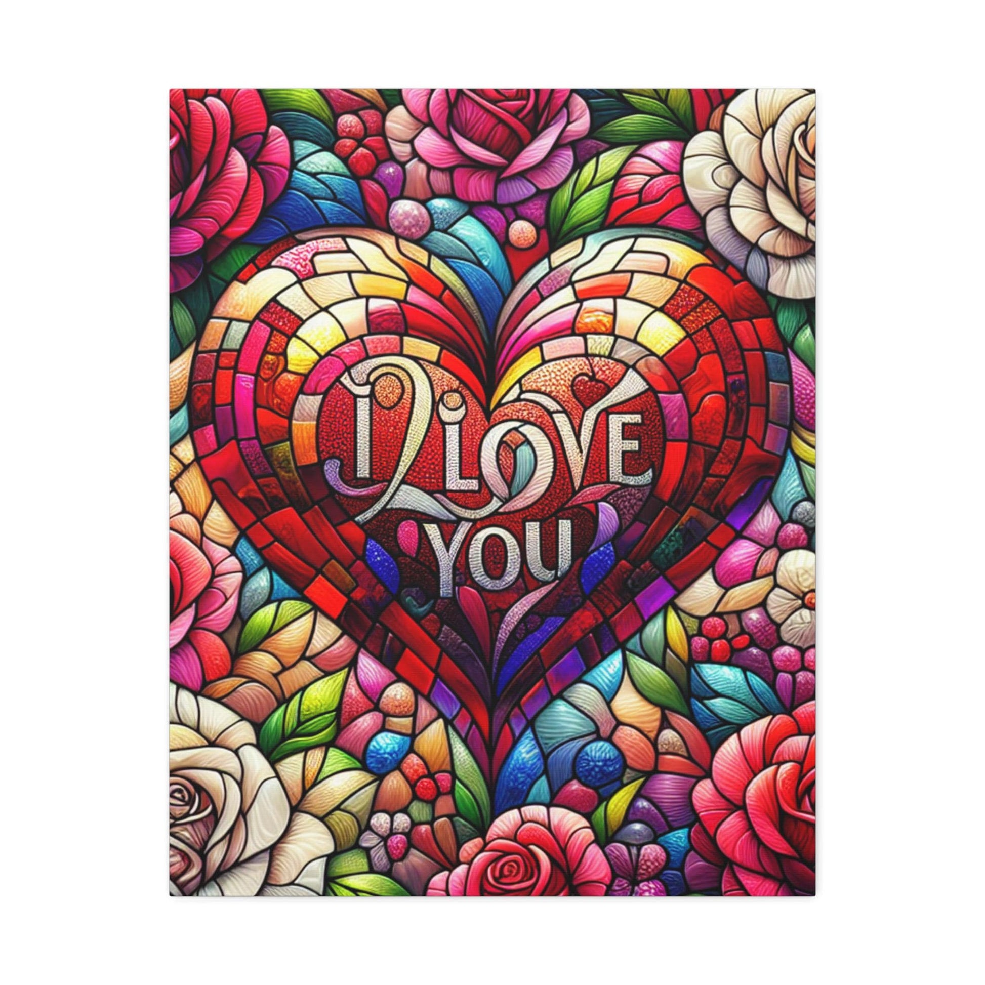 Colorful Love Heart Stretched Canvas, Romantic Wall Art, Home Decor, Gifts for Her, Valentine's Day Decor, Motivational Art